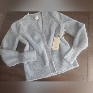 NWT Joie Women's Light Blue Fuzzy Cardigan Sm